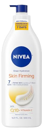 NIVEA Sheer Hydration Skin Firming Body Lotion with Q10 and Vitamin C, 72-Hour Body Moisturizer for Normal to Dry Skin, 16.9 Fl Oz Pump Bottle