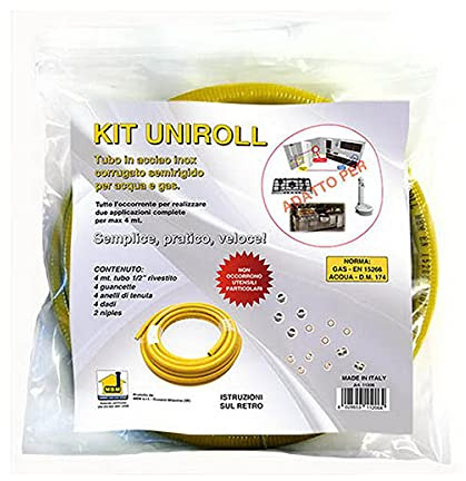 Tubo flessibile gas KIT 4 mt. 1/2 acciaio inox 4 raccordi femmina e tagliatubo