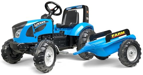 Falk - Trattore a Pedali Landini con rimorchio - da 3 Anni - Made in France - Volante direzionale con clacson - Sedile Regolabile - 3010AB