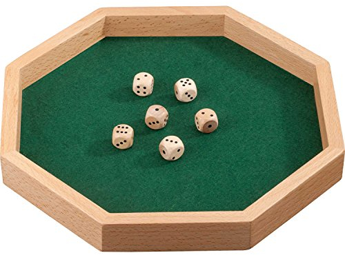 Philos 3205 - Würfelbrett aus Buche Octagon, mit Filzteppich, Ø 280mm