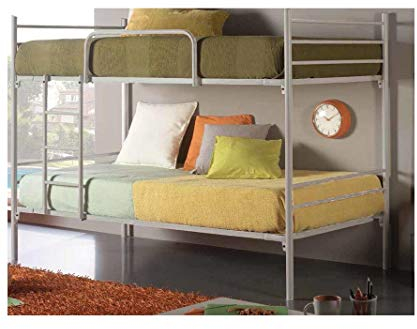 3246IDP Metall-ETAGENBETT Luna - Silber - 90 x 200 - Ohne Bettkasten