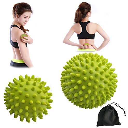 Best Spiky Ball, Massage Balls Set - 2.9/3.7 inch, Deep Tissue Trigger Point Roller, Physical Therapy Equipment Lacrosse, for Plantar, Neck Foot Legs Back Pain Relief Stress Reflexology (Green)