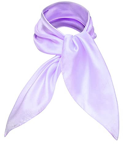 Basic Sense Plain 100% Genuine Mulberry Silk Small Square Scarf, 55 x 55cm (21.5 x 21.5 inches), Lilac