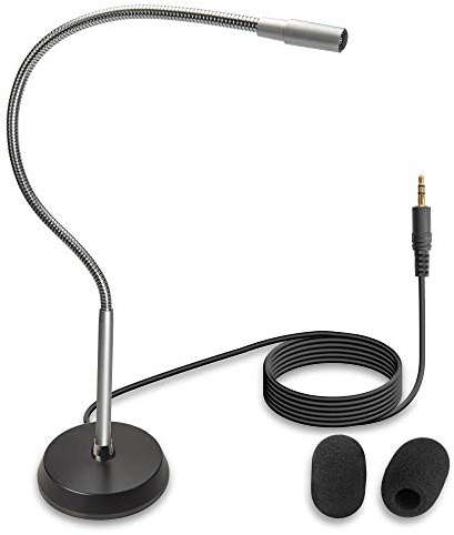 ECS WordSeeker Professional Gooseneck Conference Microphone 3.5 mm, Fully Adjustable Podium Mic, Heavy Duty Stainless Steel Neck