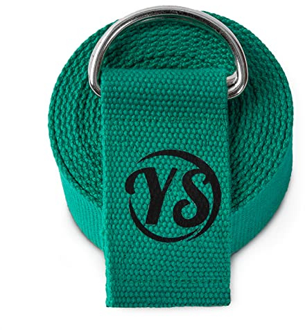 Yoga Studio YS/Strap/DRing/2.5/Turquoise, Cinghia da Cintura da 2,5 m con Fibbia ad Anello in Metallo (Verde Giada) Unisex-Adulto, Size Dimension-38mm x 2.5m
