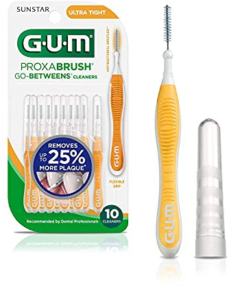 GUM - 10070942002438 Proxabrush Go-Betweens Interdental Brushes, Ultra Tight, Plaque Removal, 10 Count, (Pack of 6)