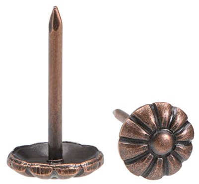 sourcing map Clou Tapissier Clou Ameublement Clou Meuble Punaise Pointe Tapissier Tapis Décoration 9mm Diamètre Rond Tête Cuivré pour Sofa Lit 40Pcs