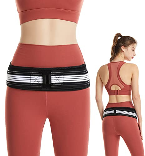 Paskyee Sacroiliac SI Joint Belt with Extra 6-Row Hooks&Eyes, Lower Back Support Brace for Men and Women - Pelvic Support Belt,Sciatica Pelvis Lumbar Hip Pain Relief (One Size)