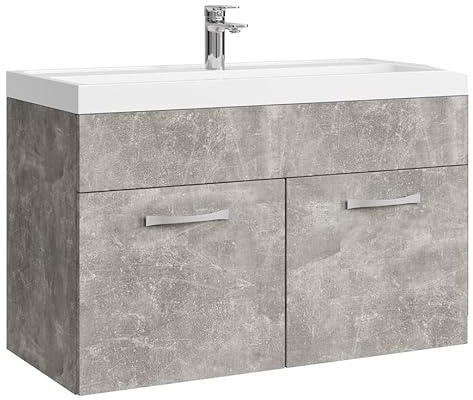 Badplaats Badmöbel Set mit Waschbecken und Unterschrank Paso 01 80 x 40 cm Beton Grau - Waschbeckenunterschrank mit Waschbecken