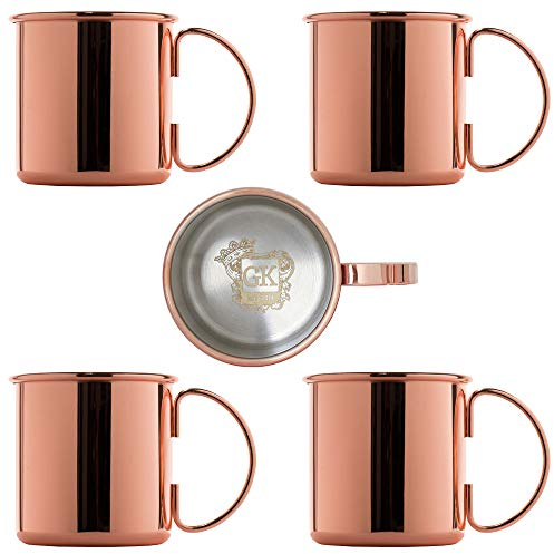 ALANDIA Kupferbecher Moscow Mule Becher 4er Set glatt Barware | Außen verkupfert, innen Edelstahl | Roségold | Auch für Gin Tonic bestens geeignet