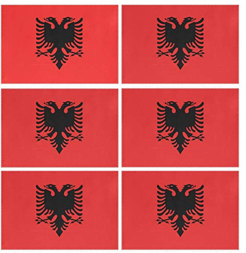 FANTAZIO Fantasazio Platzsets, 6 Stück, Flagge von Albanien Tischsets für Kinder, wärmeisolierend, fleckenabweisend
