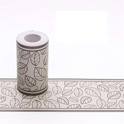 GouieRylin Bordure Frise papier peint Feuilles brunes Décoration murale amovible Frise Murale Bordure de Tableau d'Affichage Découpée Autocollant imperméable en PVC Plinthe 10.6cm X 1000CM