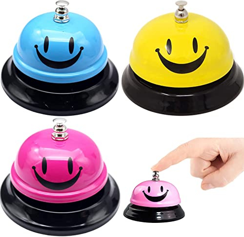 3 Piezas Timbre de recepción Llamada, Campana Timbre de recepción Hotel Mesa Servicio Clasico de Acero Campanas de Llamada para Hotel Restaurante Cocina Bar Escuela Decora