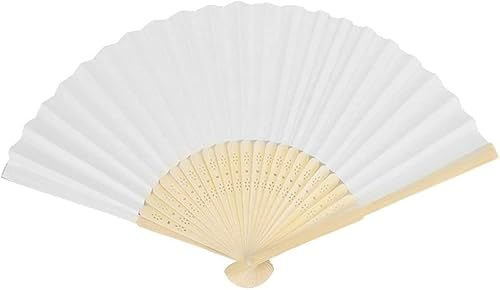 Yukiyi Éventail pliable en tissu pour femme fait à la main - Pour danse, accessoire de séance photo, de mariage, décoration murale - Beige