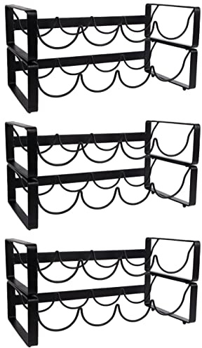 Novaliv Flaschenregal für 24 Flaschen Weinregal stapelbar Metall schwarz 11x40x20 Weinflaschenregal Weinhalter Weinregal Weinständer Getränke Regal Flaschenregal stapelbar Flaschenregale