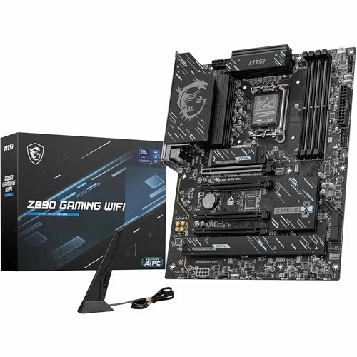 MSI Z890 Gaming WiFi-Mainboard, ATX – Unterstützt Intel Core Ultra-Prozessoren (Series 2), LGA 1851 – DDR5-Memory Boost 8800+ MT/s (übertaktet), 1 x PCIe 5.0 x16, 1 x M.2 Gen5, 2,5-Gbit-LAN, Wi-Fi 7