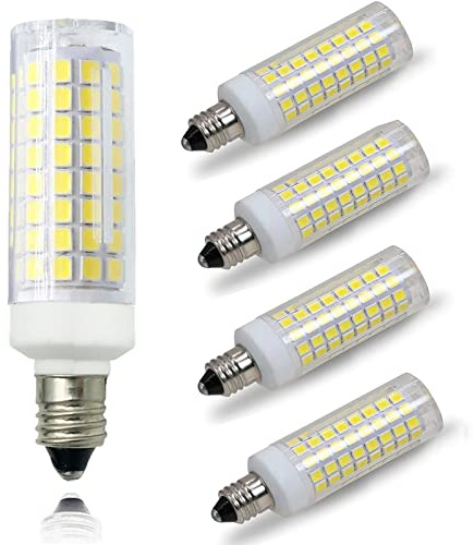 ZSSXOLED [Pack of 5] E11 LED Light Bulb 7W Dimmable Mini Candelabra Base 75W Halogen Equivalent, T3/T4 JD Corn Bulb for Indoor Chandeliers Cabinet Decorative Lighting White 6000K