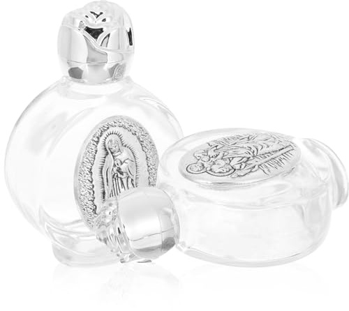 VALICLUD Botella De Agua De Metal Para Bautizo Decorativa Con Tapa De Seguridad Diseño Único Para Comunión Y Bendiciones Portátil Ligera 1.5X1.5X0.4 Pulgadas