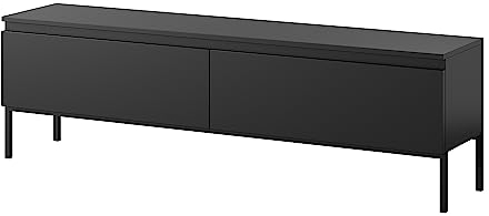 Selsey TV Schrank Board Sideboard Fernsehtisch Fernsehschrank Mit Schränken 150 cm Schwarze Beine Schwarz Bemmi