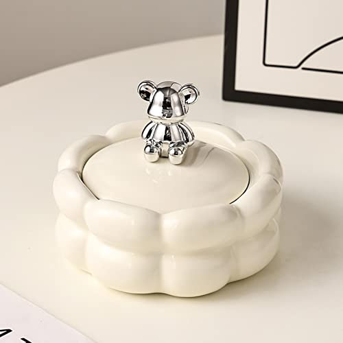 Poubelle Moderne en céramique pour balcons extérieurs pour éviter Les odeurs, fermée, Convient également comme Belle décoration de Table à Manger pour la décoration et Le Rangement, Argent