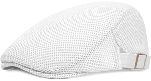 Malaxlx Herren Weiß Schiebermütze Schirmmütze Barett Cap Zeitungsjunge Caps Gatsby Baskenmützen Newsboy Flat Cap Mesh Sommermütze