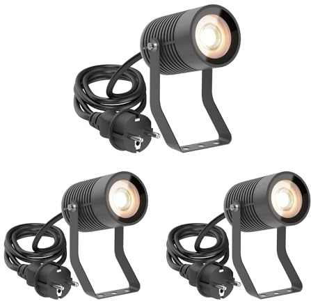 ledscom.de 3 SHINGA trädgårdsstrålkastare för utomhusbruk, IP65, stickpropp, antracit, 1x GU10 max. 15W