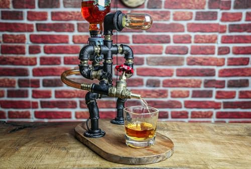 Generic Dispensador de licor estilo steampunk con vasos y abrebotellas, regalo decorativo para el hogar y bar (no personalizado)