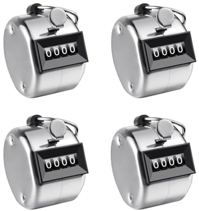 4 Pack Metal Hand Tally Counters Mechanical Clicker 0-9999 for Golf Scoring