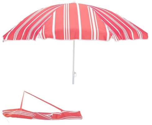 INDA-Exclusiv Gartenschirm Strandschirm Sonnenschirm Strand Schirm Sonnenschutz Sonnenschutz knickbar Polyester Ø1,80m UV Schutz, Farben:Rot