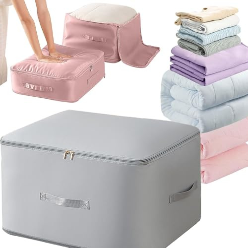 Makukke Groß Ultra Platz Sparender Selbstkomprimierender Organizer, 2024 Neuest Komprimierender Beutel Nylon Packtaschen Aufbewahrungsbeutel für Kleidung Bettdecken, 52x42x60 cm