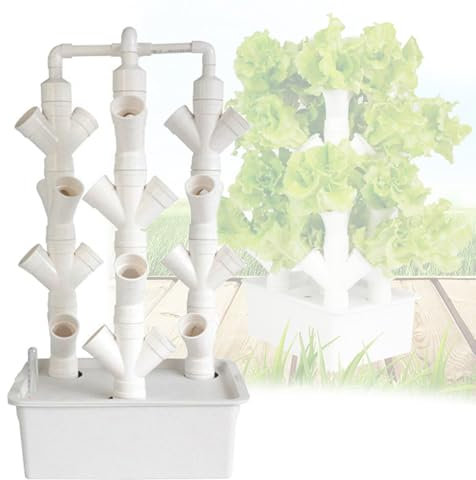 Quixnova Kit di Coltivazione idroponica a 16/24 Fori, Attrezzatura per la Coltivazione idroponica del Giardino della Torre idroponica con Pompa idratante per Erbe da Interno, Frutta e Verdura,24holes