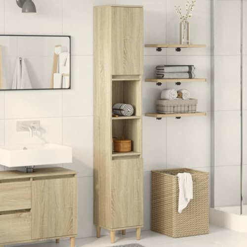 Rantry Badschrank Sonoma-Eiche 30x30x190 cm Holzwerkstoff Schränke und Lagerung Model849657