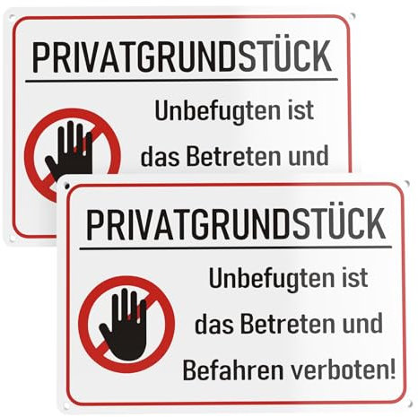 Upifen 2Stk. Privatgrundstück Schilder 20x30 cm, Betreten und Befahren Verboten Schild Aluminium Metall Reflektierend UV-beständig, Wasserfest, Rostfrei, mit Bohrlöcher