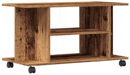 vidaXL Mobile TV con Ruote Legno Antico 80x40x45 cm Legno Multistrato, Mobile TV, Mobile Porta TV, Mobile multimediale, credenza TV, Armadio Hi-Fi