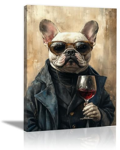 TODOAA Negro Animal abstracto Arte de la pared cuadros, Copa de vino de animales lindos Pintura Estilo nórdico -Moderno Pared Arte Cartel para Sala de Estar decoración del hogar-30x40cm Enmarcado