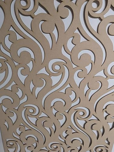 Panel decorativo de madera, tabique de pared, rejilla de cubierta de radiador, decoración de muebles, corte láser de tablero MDF de 3 mm de grosor (tamaño 1200 x 620 mm) con patrón (003C). Fabricado