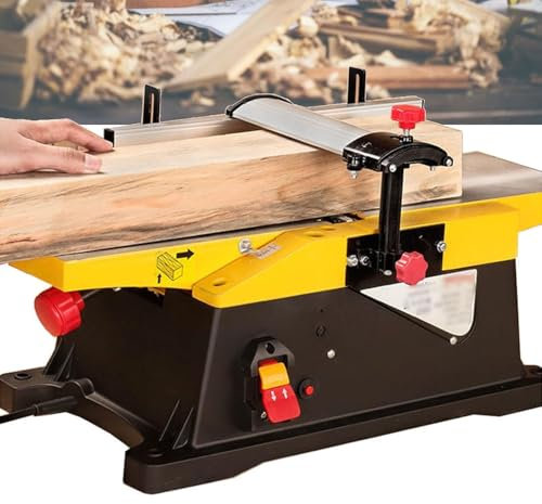 1800W Benchtop Planer Electric Multifunctional Desktop Woodworking Planer 12000 RPM/min Jointer Planer Heavy Duty Benchtop Planer for Wood Cutting Thickness Planer