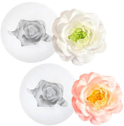 2 Pcs Jasmine Flower Mold 3D Fondant Cake Flower Resin Soap Ice Cube Mold Cupcake Topper Decoration for Baking Resin Concrete Casting Polymer Clay Craft
