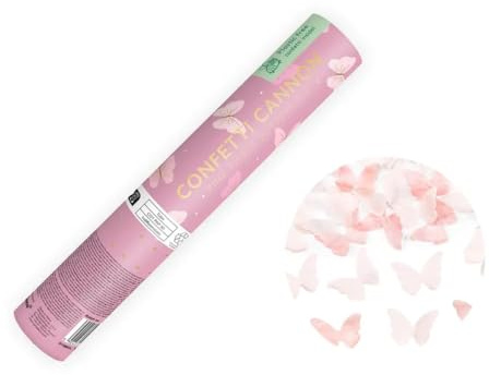 4x KONFETTI Streamer Kanone Bombe Konfettikannone Gender Reveal Auto-schmuck (Rosa Schmetterlinge, 20 cm)