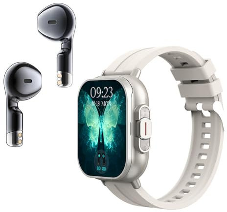 WOHPNLE Montre Intelligente avec écouteurs, 2 en 1 Montre de Sport avec écran Tactile HD 2.01 Pouces et Casque Bluetooth 5.0 Watch Tracker pour la Remise en Forme et Les activités de (Argent)