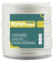 3/8 Inch Nylon Rope 100 Ft Solid Braid High UV and Abrasion Resistance, Multipurpose Tightly Braided Rope, Clothes Line, Flag Line, Marine and Outdoor Twine, Ideal for Indoor and Outdoor Applications