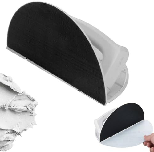 Multifunktionales halbrundes Winkelschleifpapier Werkzeug, Selbstklebendes Handmikro-Detailschleifer Kit mit 10 Schleifpapier, Trockenbau Eckenschleifer, Wandschleifset zum Polieren und Schleifen