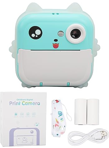 Kikumi 24MP Digital Kids Camera, with 2.4in Screen, HD IPS, 800mAh Battery, Silicone Kids Instant Camera Thermal Print Digital Mini (Blue)