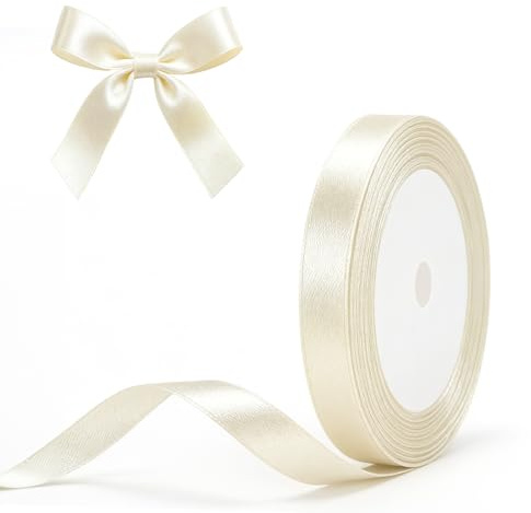 G2PLUS Elfenbeinweiß Satinband 10mm: Dekoration Geschenkband, 22m Schleifenband zum Bastel, Dekoband für Geschenkverpackung, Dekoration