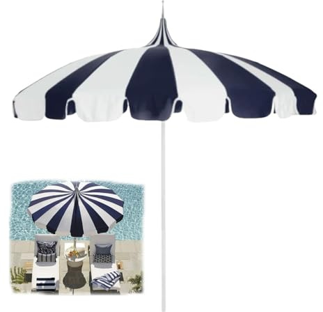 Ombrellone da giardino blu da 240 cm, parasole a pagoda per matrimoni, ombrellone da spiaggia a righe, grande baldacchino impermeabile per eventi all'aperto, perfetto per matrimoni e feste, Blu