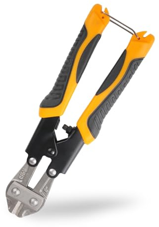Mini Bolt Cutter 210mm/8 inch Heavy Duty Wire Cutters CR-V Metal Cutter Spring Snips Clippers with Ergonomic Anti-Slip Handle Strong Bolt Cropper to Cut Wires Cable Chain Fence Small Padlock