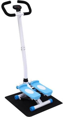 HOARLICN Stepper Für Zuhause, Für Zuhause Up-Down Swing Stepper Mit Power Ropes 150kg Widerstandsfähigkeit Strukturierte Oberfläche Für Häuser, Wohnungen, Büros (Blau und Weiß)