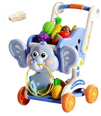 ZHUMCCY Carrito De Compras para Niños Pequeños | Juego De Carritos De Compra De Comida De Juguete - Juguete De Cortar Frutas | para Niños Y Niñas De 3+ Años Cocina Tienda De Comestibles Mercado