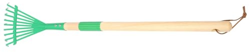 Toddmomy Rastrillo para Desmontable con Mango de Madera Herramienta de Jardinería Infantil de Hierro Verde Adecuado para Juegos al Aire Libre y Cuidado del Césped Juguete Educativo de