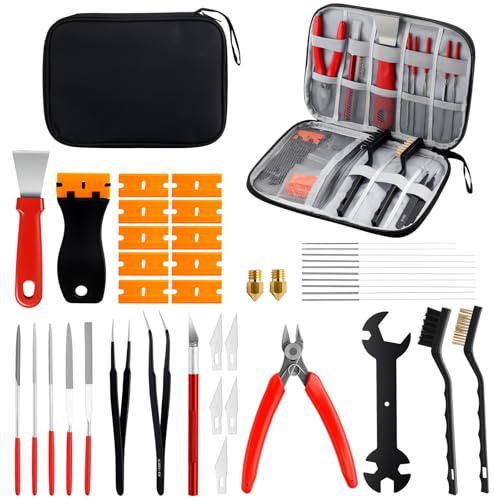 Kamtop Kit Outils Impression 3D Standard – Outils Post-Traitement Imprimante 3D avec Coupe Filament, Couteau de Précision, Spatules, Limes et Aiguilles Nettoyage Buse pour PLA ABS Résine
